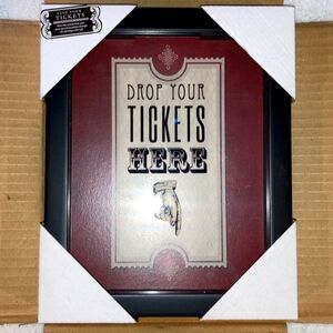 NIB Wall Decor Event Ticket Holder Bank Wood and Glass Display Box